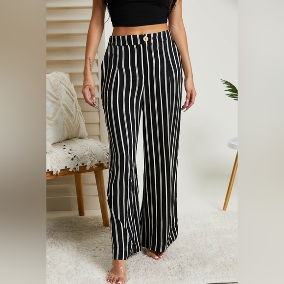 Rae Mode Walk of Fame Full Size Striped Wide Leg Pants - Picture 1 of 5